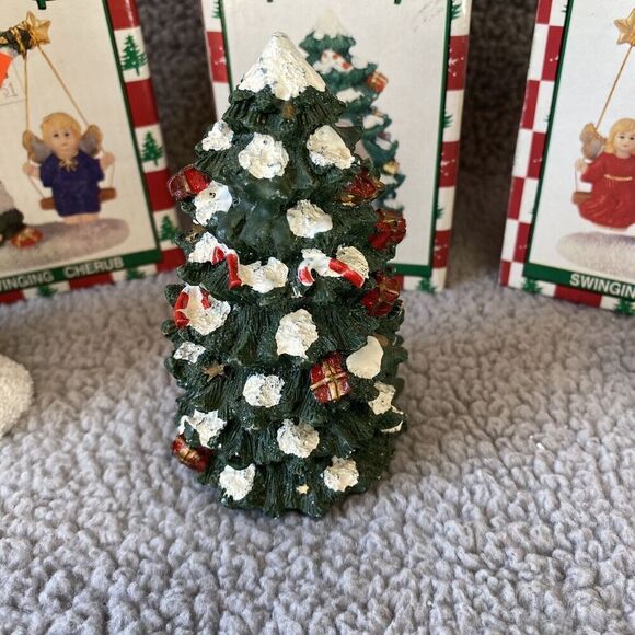 3 World Bazaars Holiday Collection Figurines Swinging Angel Cherub Holiday Tree - Picture 8 of 15